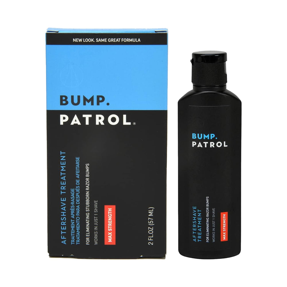 Bump Patrol bottle front view for fast relief after shaving.