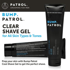 Bump Patrol Cool Shave Gel menthol cooling provides refreshing relief while shaving.