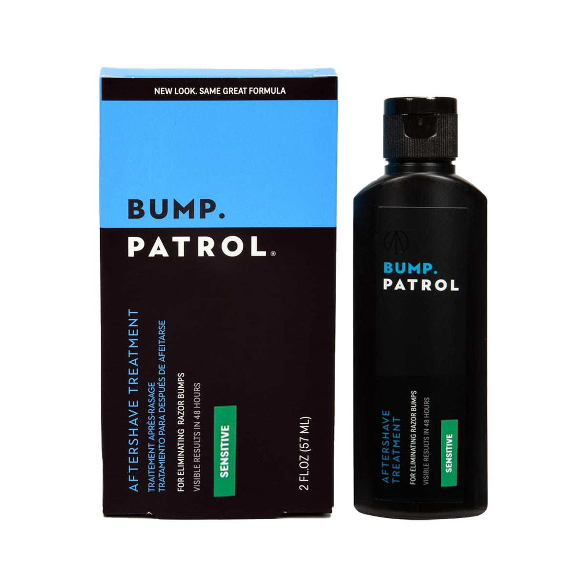 Bump Patrol sensitive-strength serum bottle close-up for sensitive skin relief
