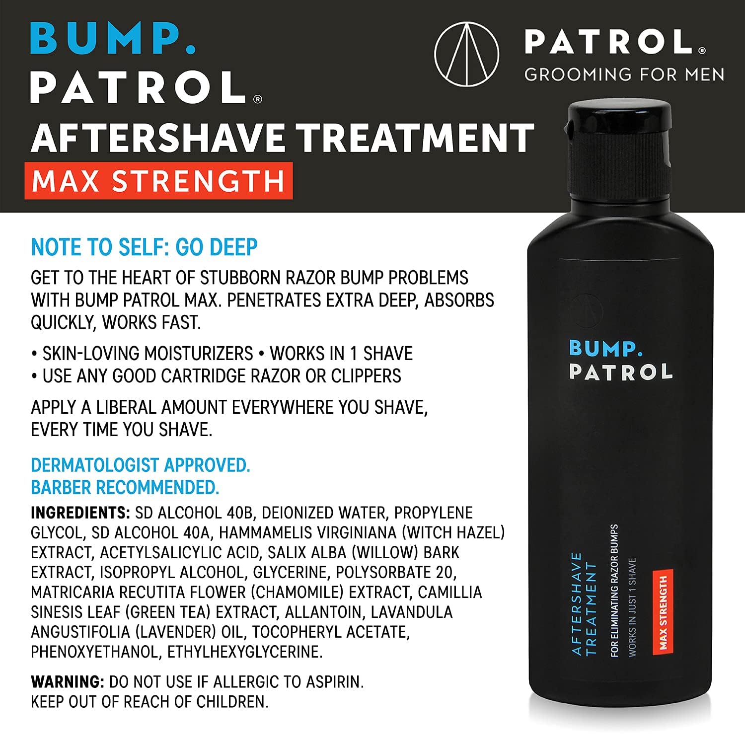 Bump Patrol serum application close-up demonstrating easy post-shave use and comfort.