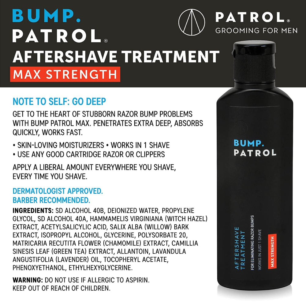 Bump Patrol serum application close-up demonstrating easy post-shave use and comfort.