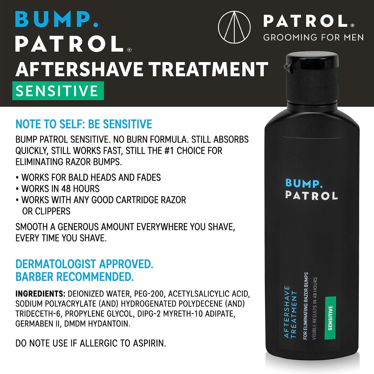 Bump Patrol serum being applied to skin showing quick-absorbing texture