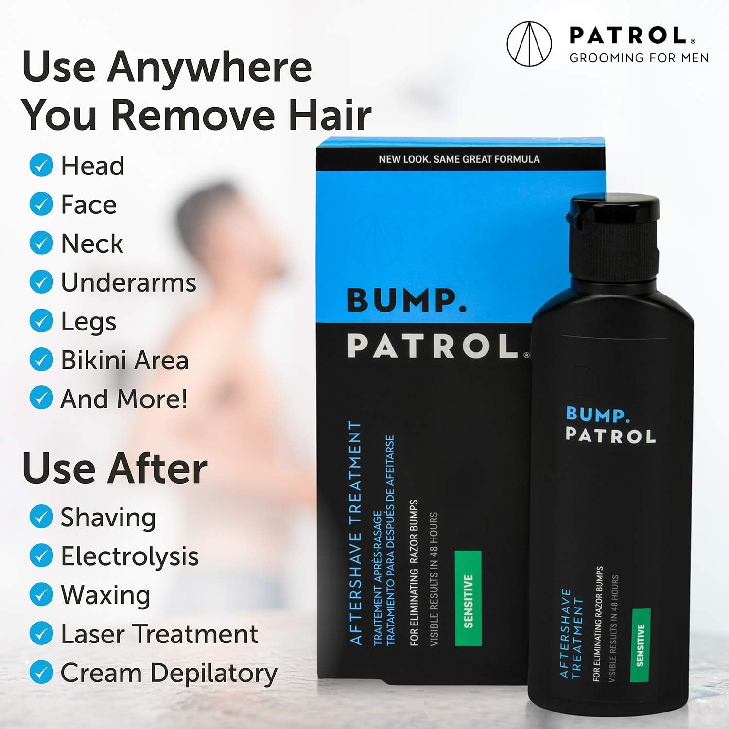 Underarm shaving aftercare with Bump Patrol serum close-up