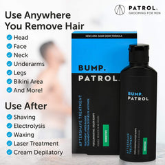 Underarm shaving aftercare with Bump Patrol serum close-up
