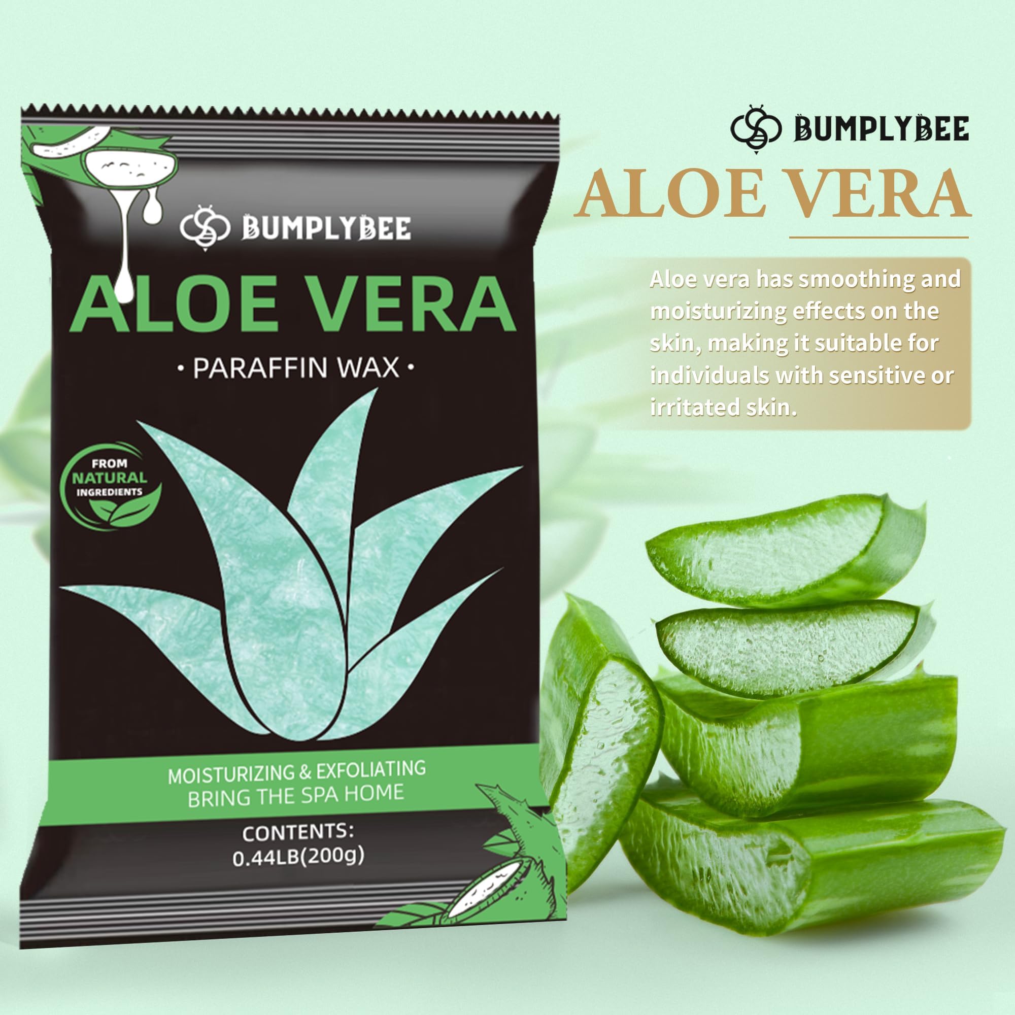 BUMPLYBEE aloe vera infused wax highlighting gentle hydration for sensitive skin