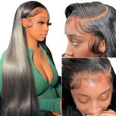 bunGiol straight HD 13x4 lace front wig 24in for natural look and versatile styling.