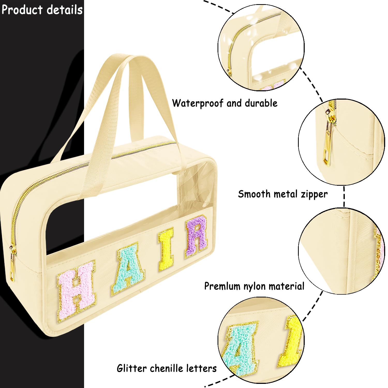 Bunliuys transparent travel bag with large opening for quick access to items