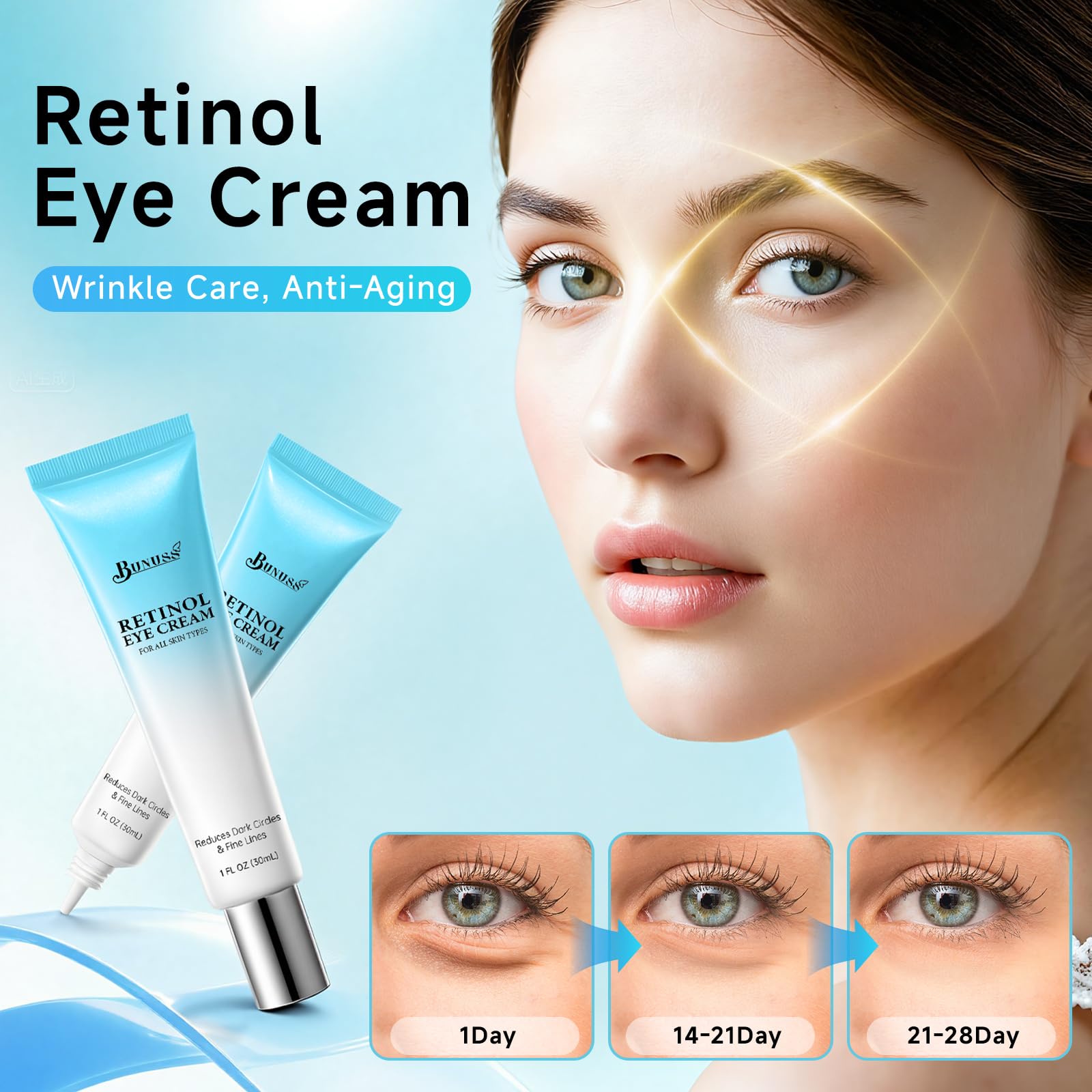 BUNUSS contorno de ojos con retinol y cafeína para aliviar hinchazón