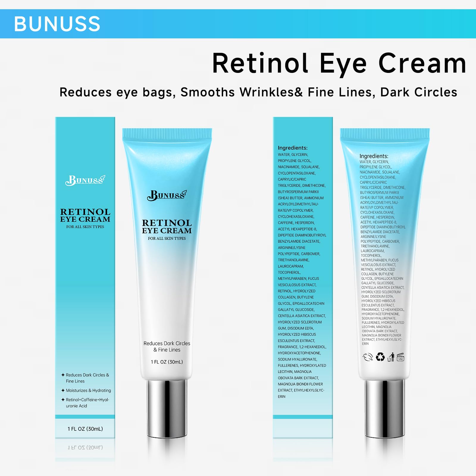 BUNUSS crema de ojos de textura ligera, no grasa