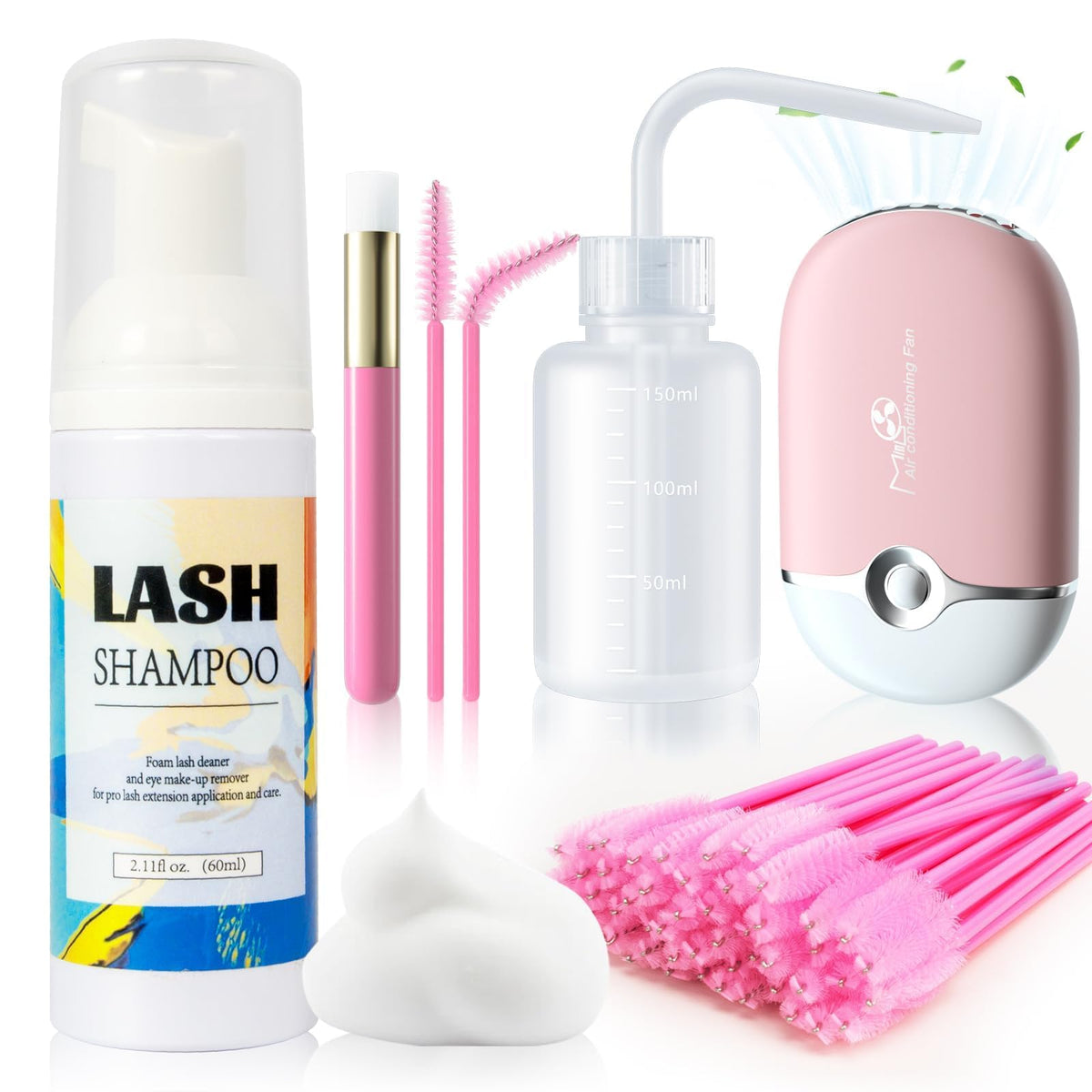 Champú Buqikma para pestañas de 60 ml, limpieza profunda de extensiones.