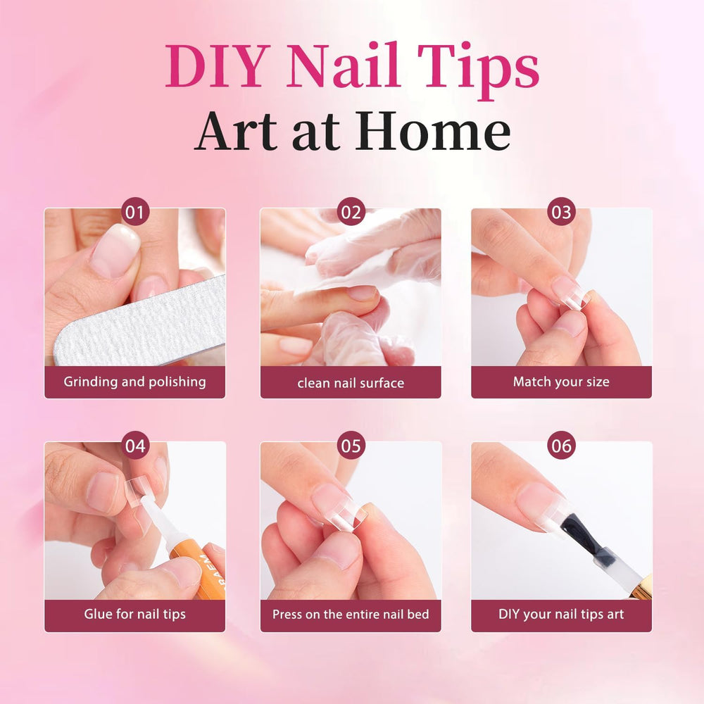 Buqikma Half Matte nail tips provide a modern, elegant look.