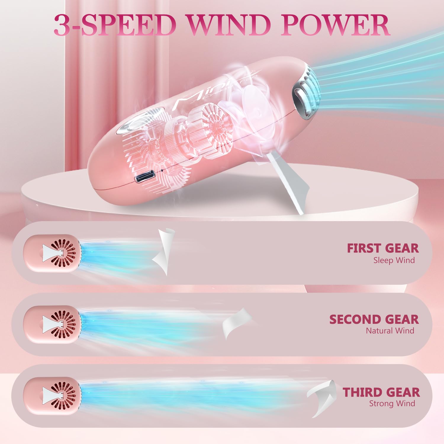 Buqikma lash fan mounted on desk with hands-free stability.