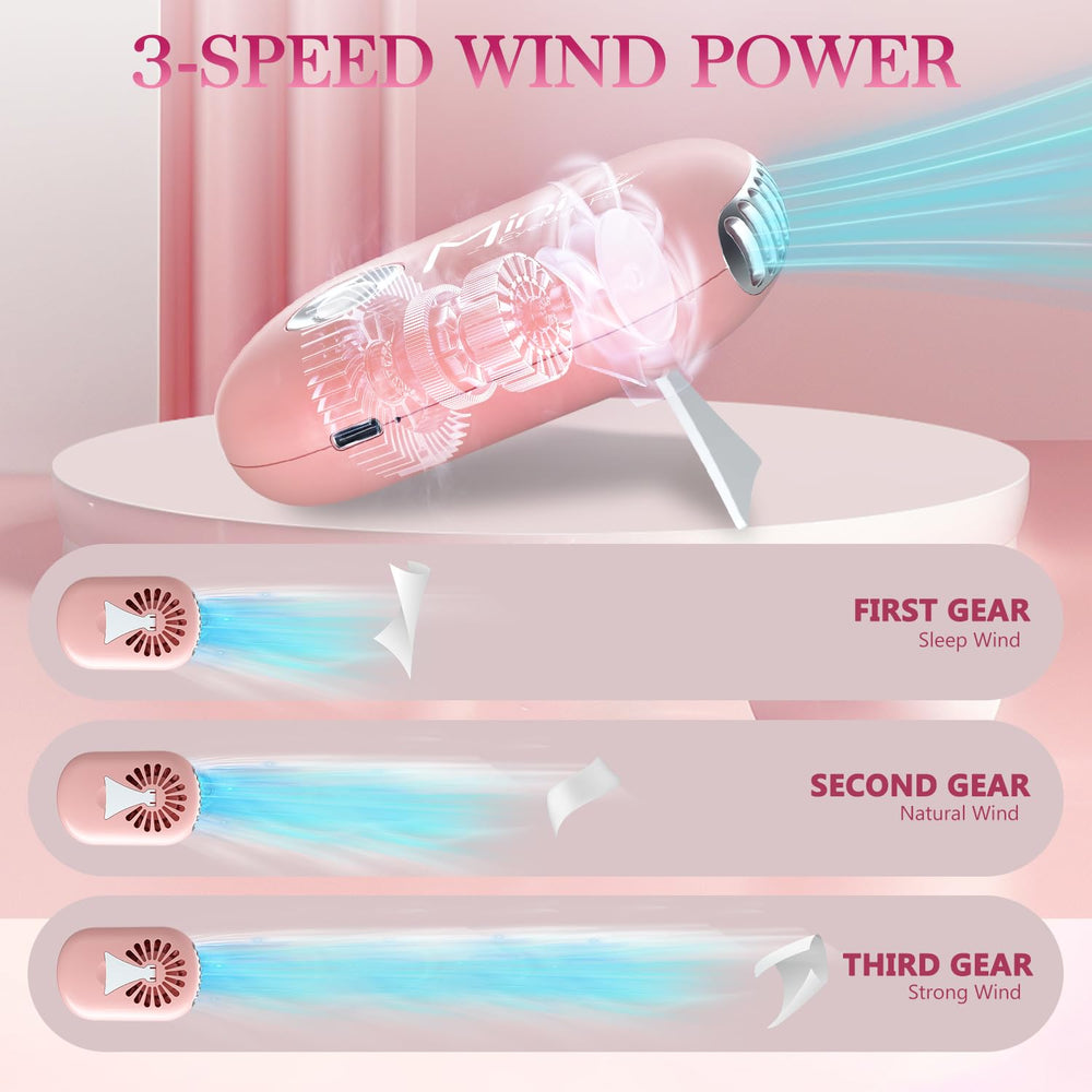 Buqikma lash fan mounted on desk with hands-free stability.