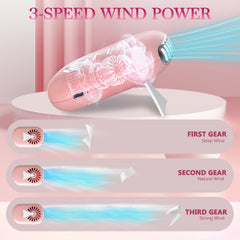 Buqikma lash fan mounted on desk with hands-free stability.