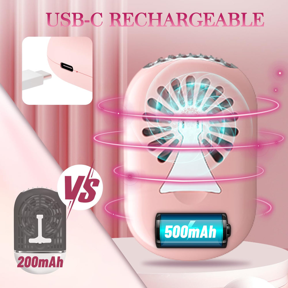 Buqikma USB-C rechargeable lash fan ready for mobile use.