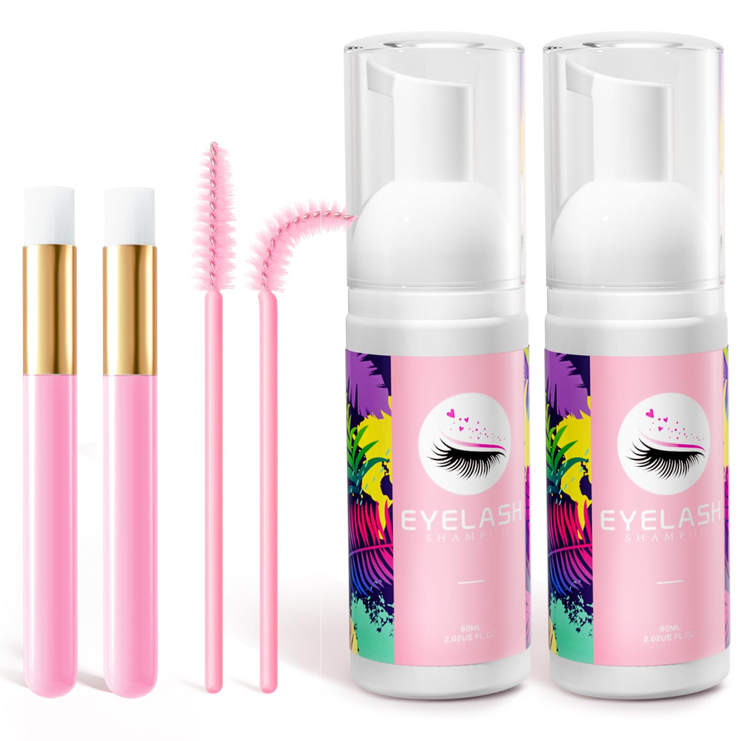 Buqikma kit de champú para pestañas, botella de 60 ml, limpieza suave.