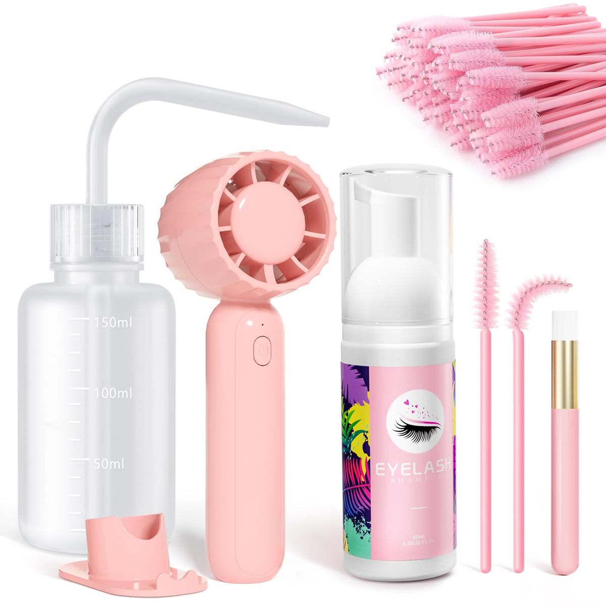 Buqikma kit limpieza pestañas botella 60 ml limpia suavemente extensiones