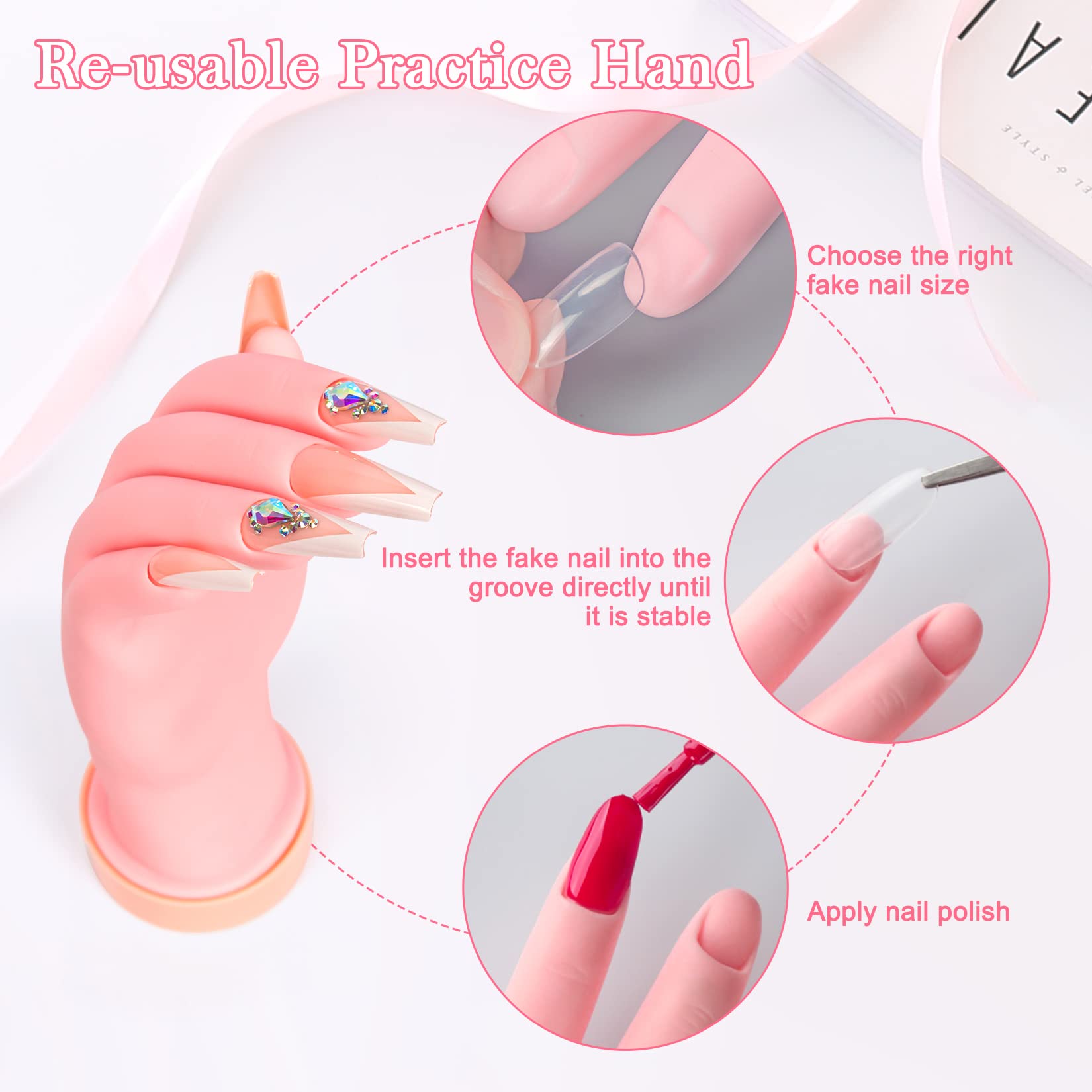 Buqikma nail practice hand 22-8 cm mirrors real hand size