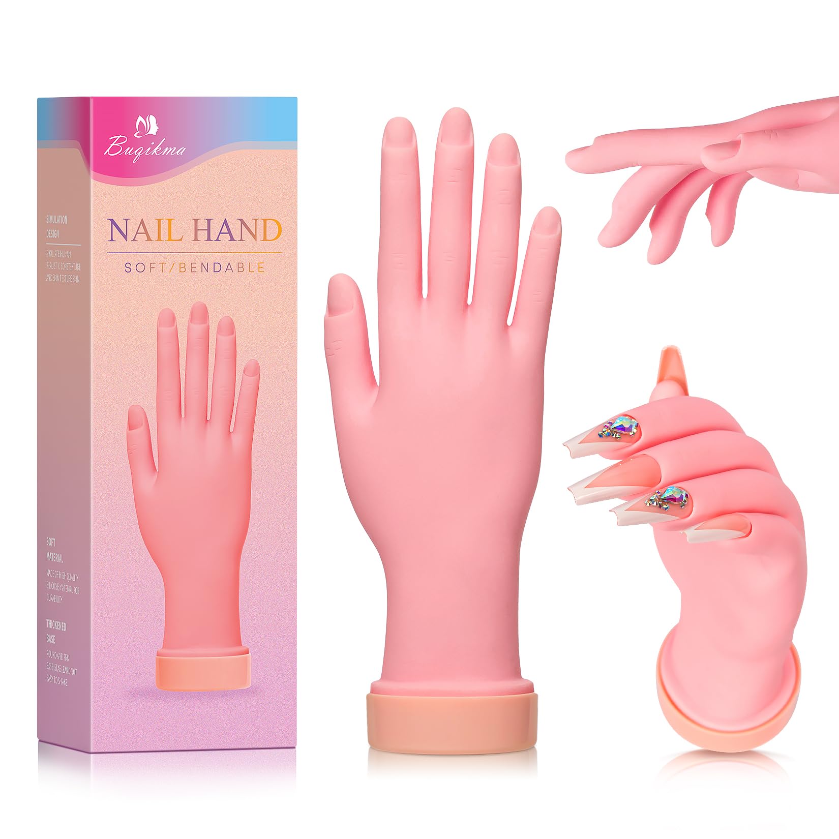 Buqikma nail practice hand in soft plastic for lifelike training