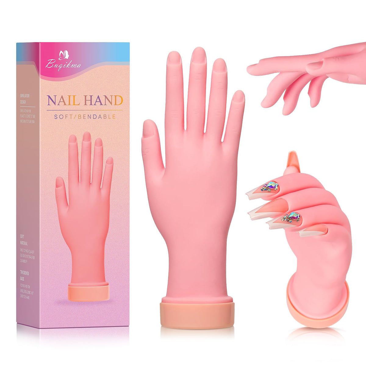 Buqikma nail practice hand in soft plastic for lifelike training