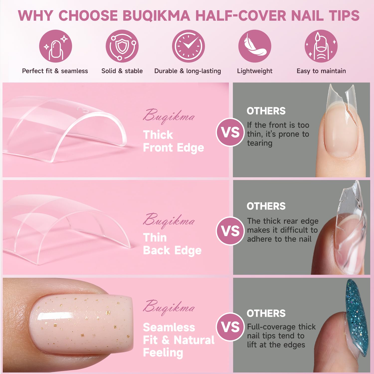 Buqikma organized box keeps tips separated for easy size selection.
