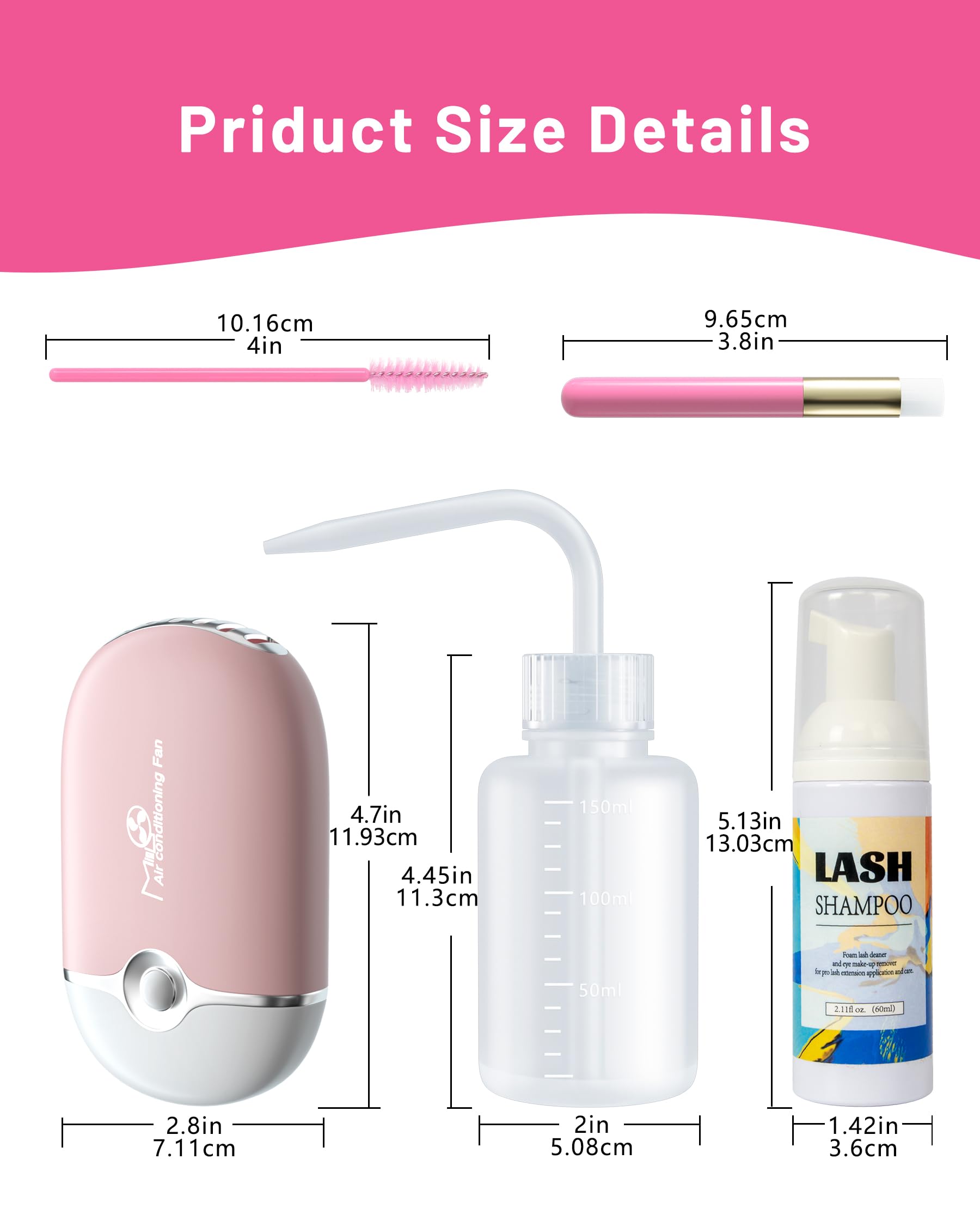 Set rosado Buqikma para cuidado de pestañas, estilo elegante.