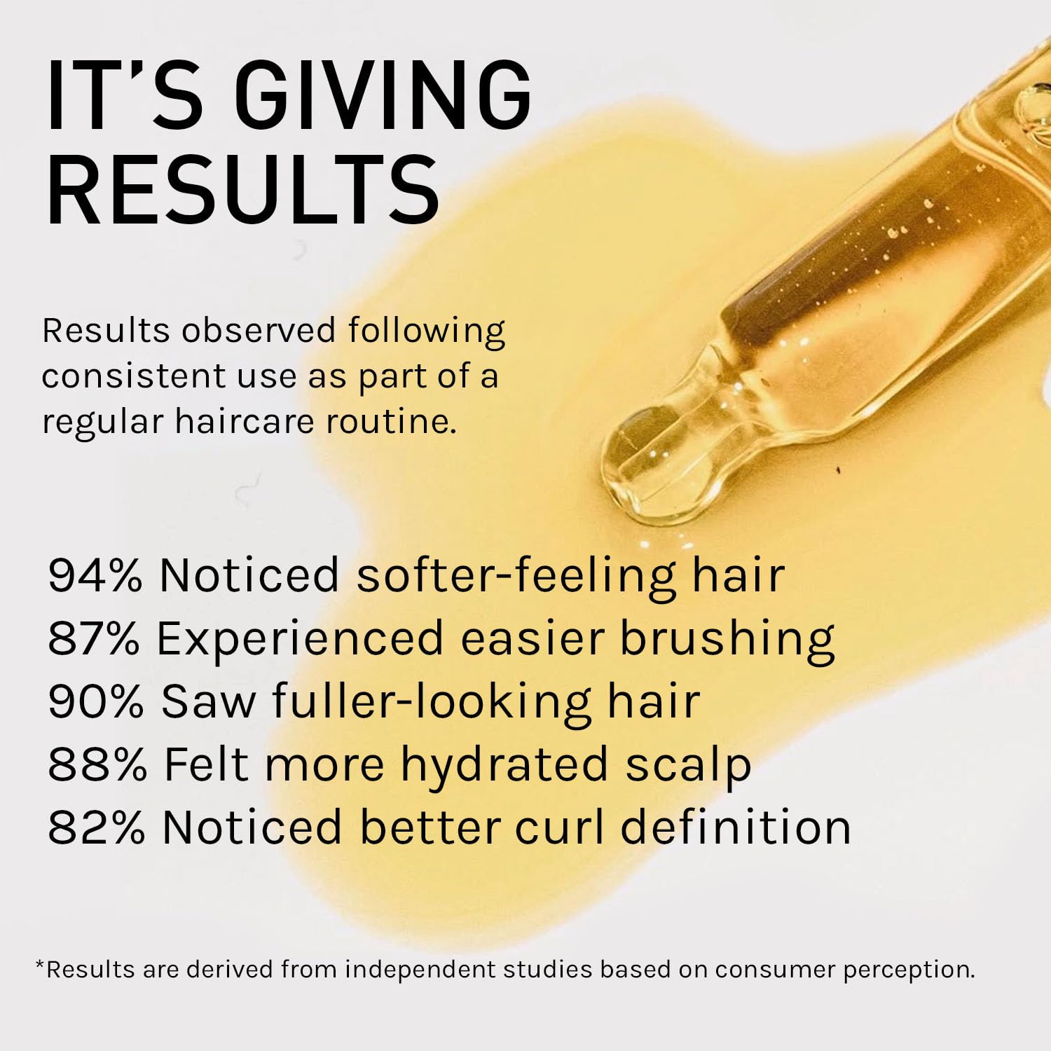 Application on scalp shows nourishing oil soothing dryness and supporting hair health