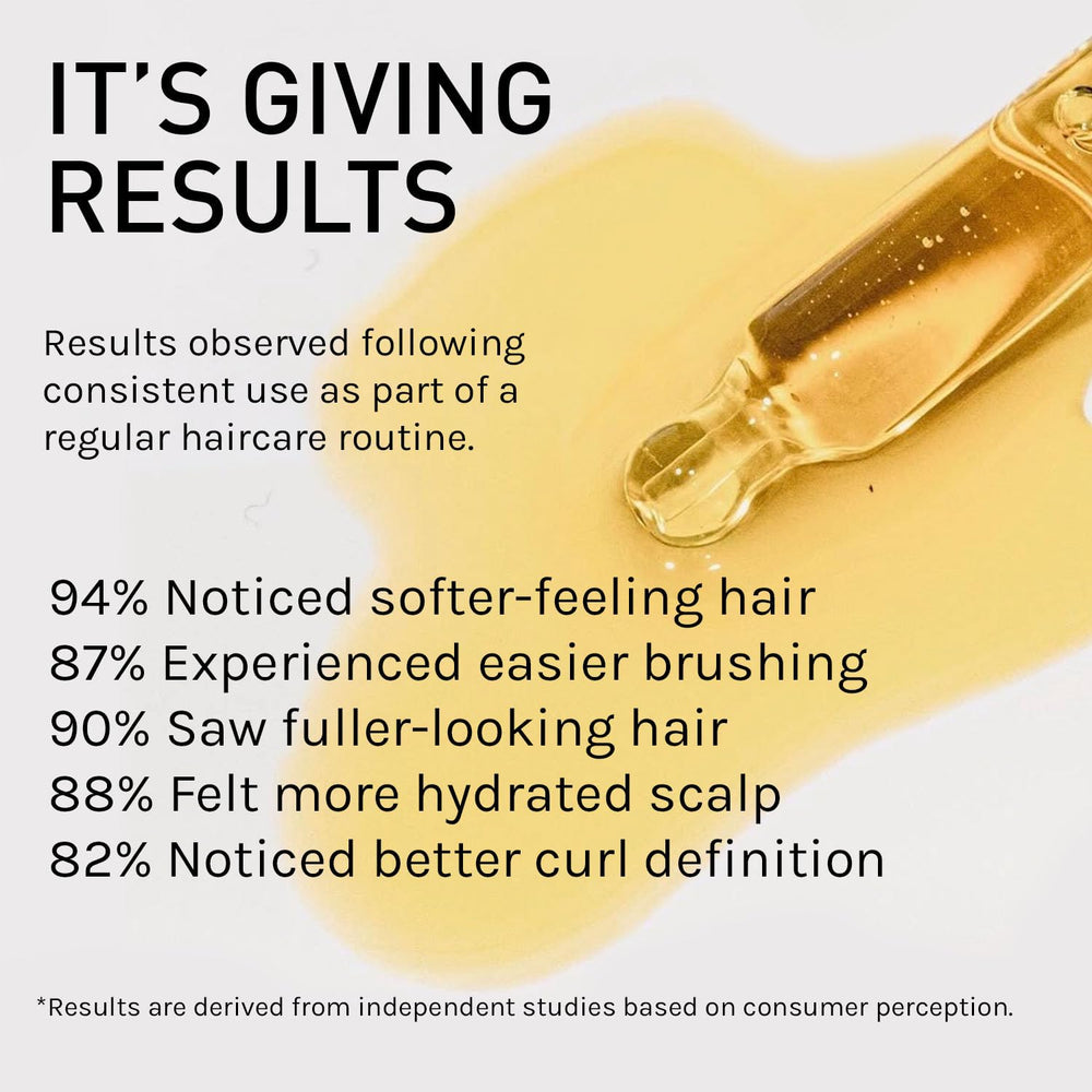 Application on scalp shows nourishing oil soothing dryness and supporting hair health