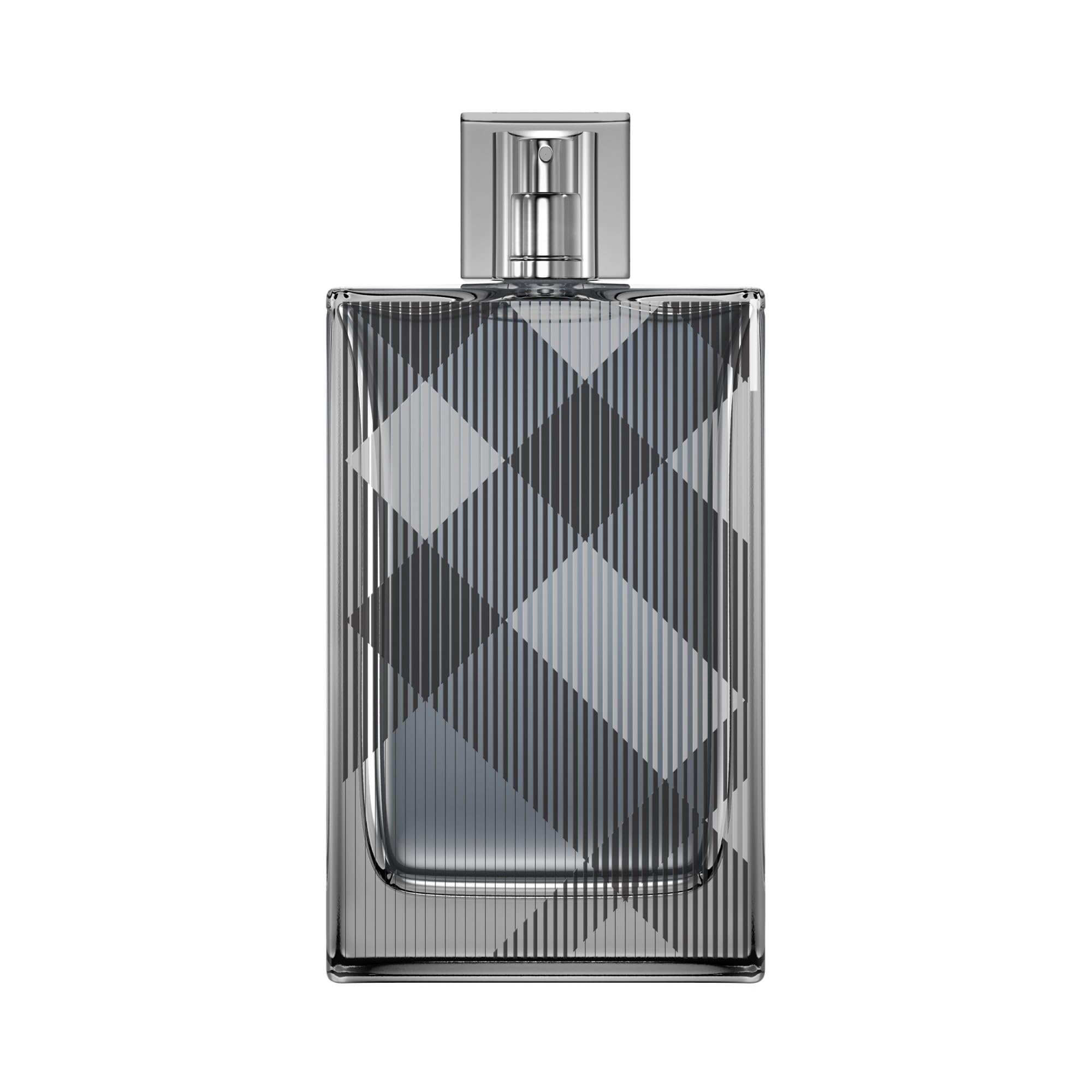 Burberry Brit for Him bottle front with iconic Brit check for everyday sophistication.