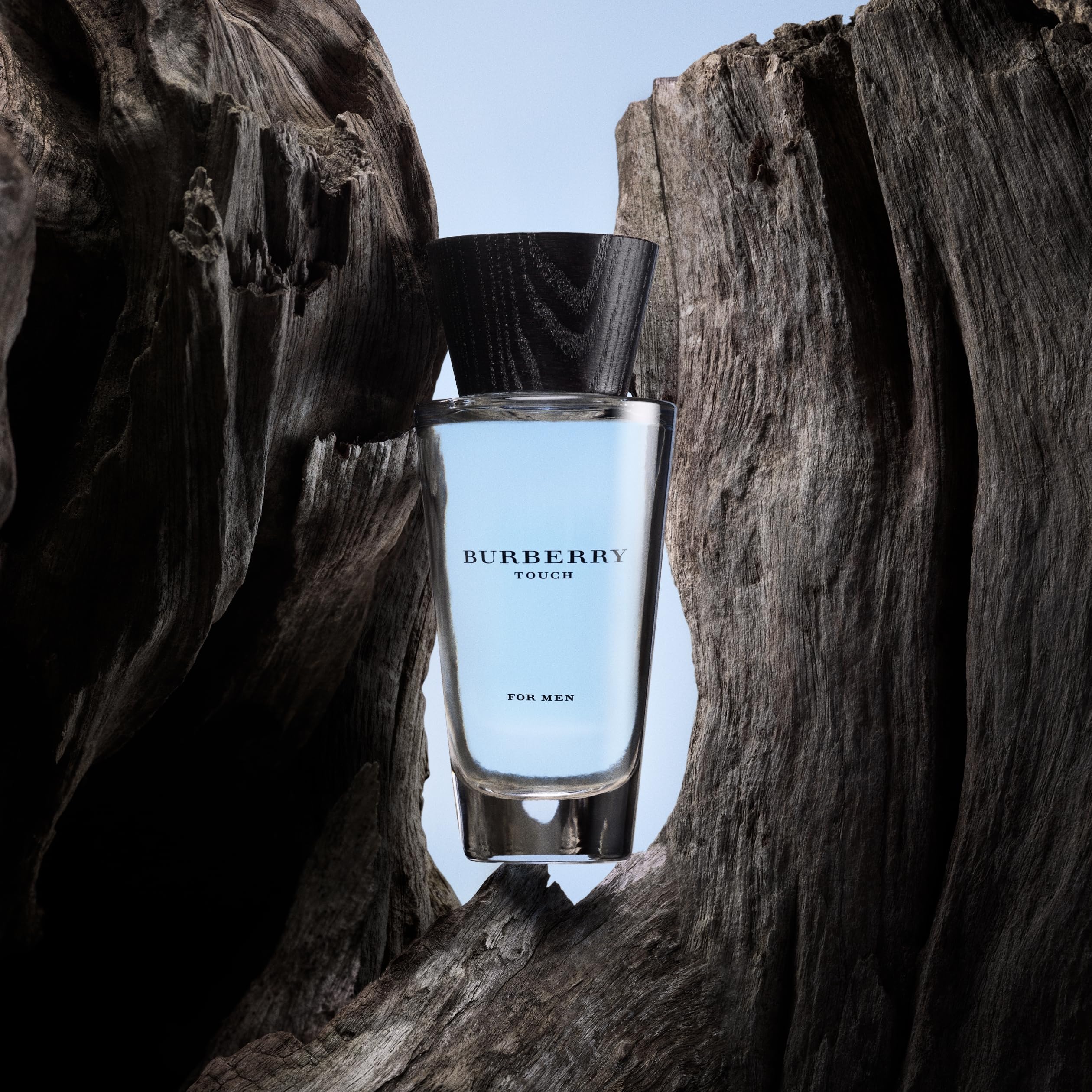 Burberry Touch for Men spray-cap closeup highlights easy handling and refined design.