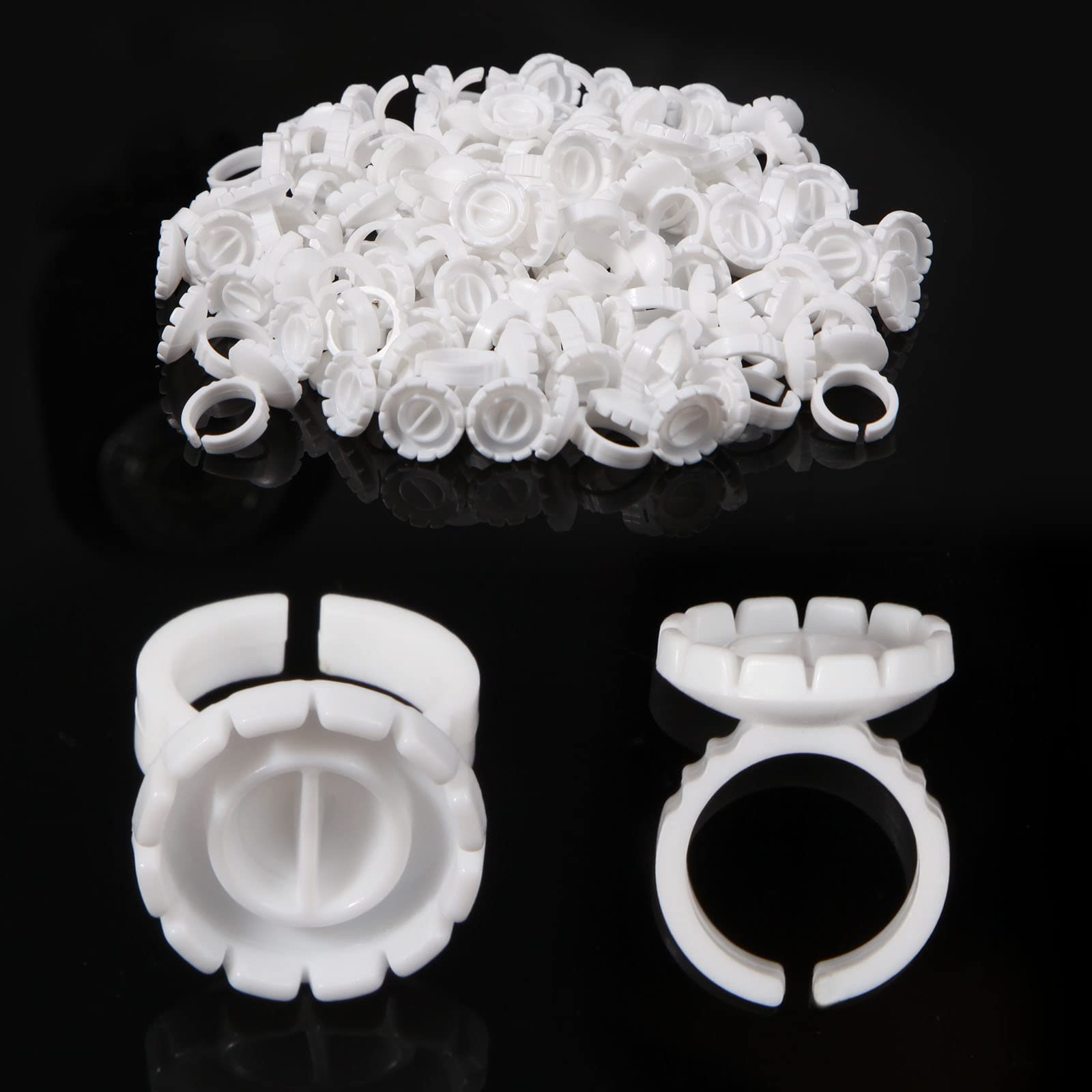 Burboeiy lash rings with glue cups, adjustable open-ended design for comfortable lash extensions.