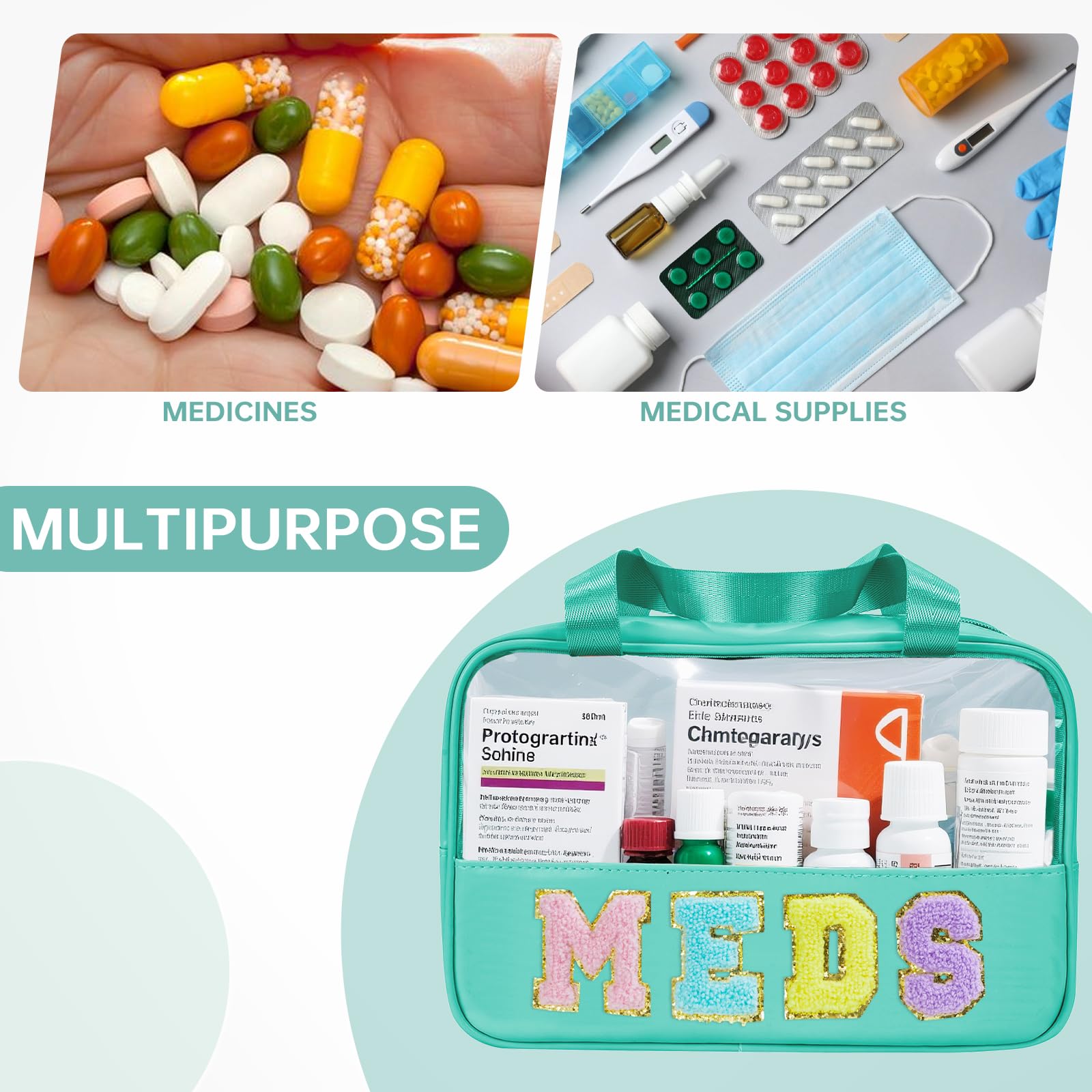 Burskit Medicine Bag carry handle enables easy on-the-go use.
