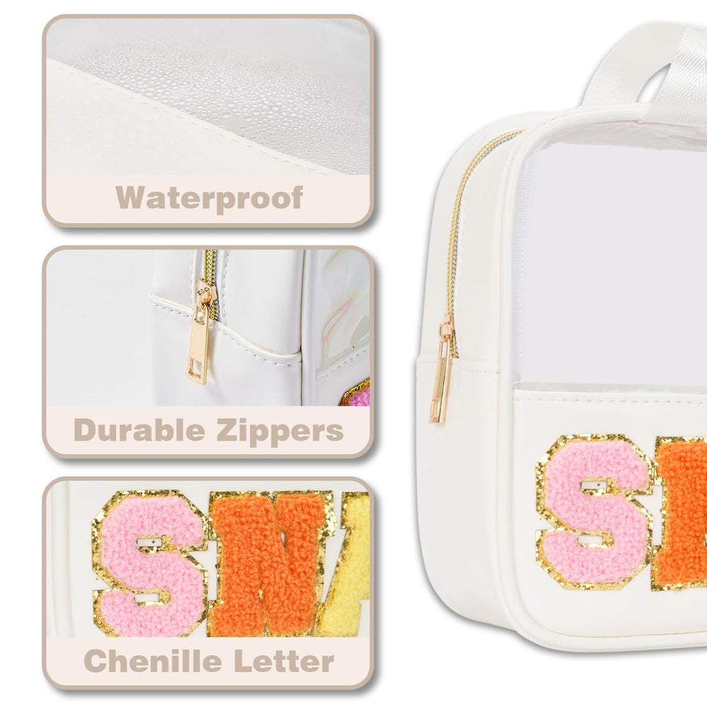 Burskit Snacks Bag materials PVC and PU leather emphasize durability and clear visibility.