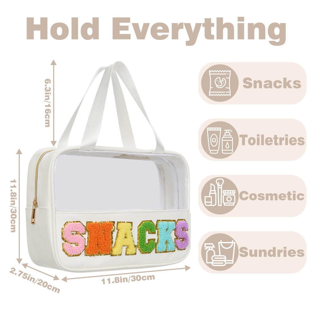 Burskit Snacks Bag large zipper pocket keeps cosmetics and snacks organized on the go.