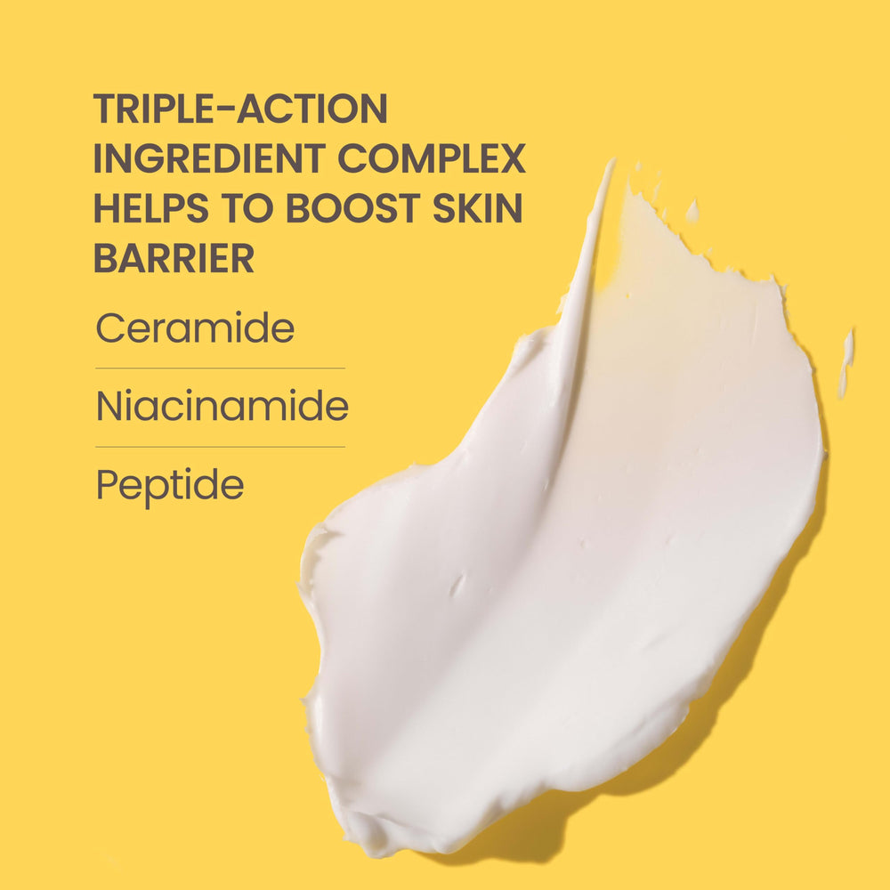 Complejo ceramidas-niacinamida-péptidos de Burt's Bees Boosted Body Whipped Butter mejora la barrera.