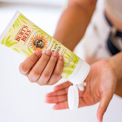Burt's Bees After Sun Lotion back label visible with ingredients and usage tips