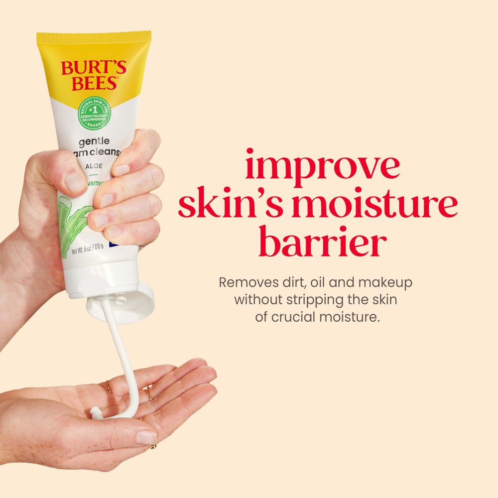 Burts Bees aplicación mano rostro muestra uso suave para rutina diaria