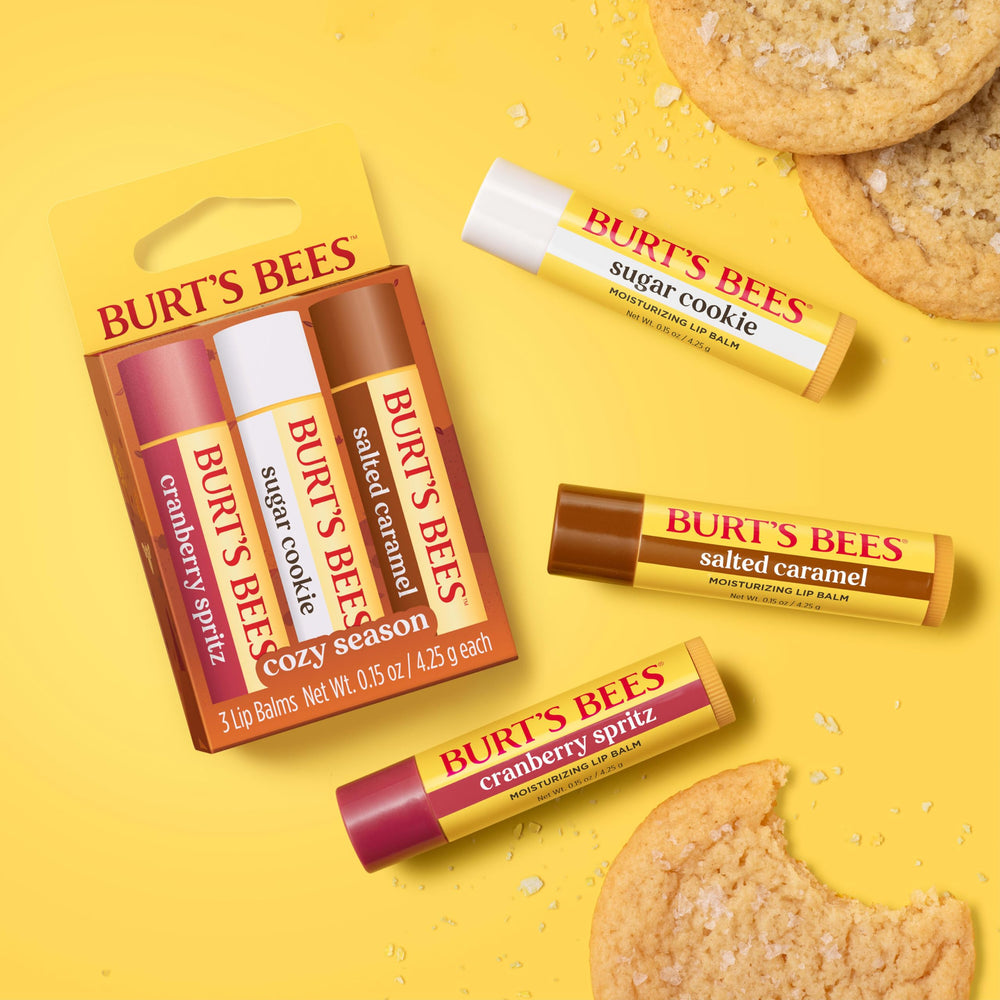 Aplicación suave del bálsamo Burt's Bees en labios