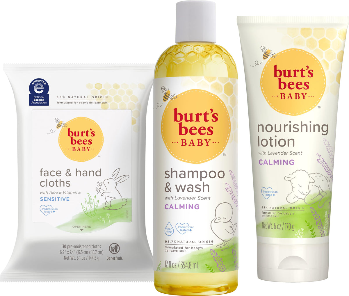 Conjunto Burt's Bees Baby, regalo para bebé, cuidado suave para la piel.