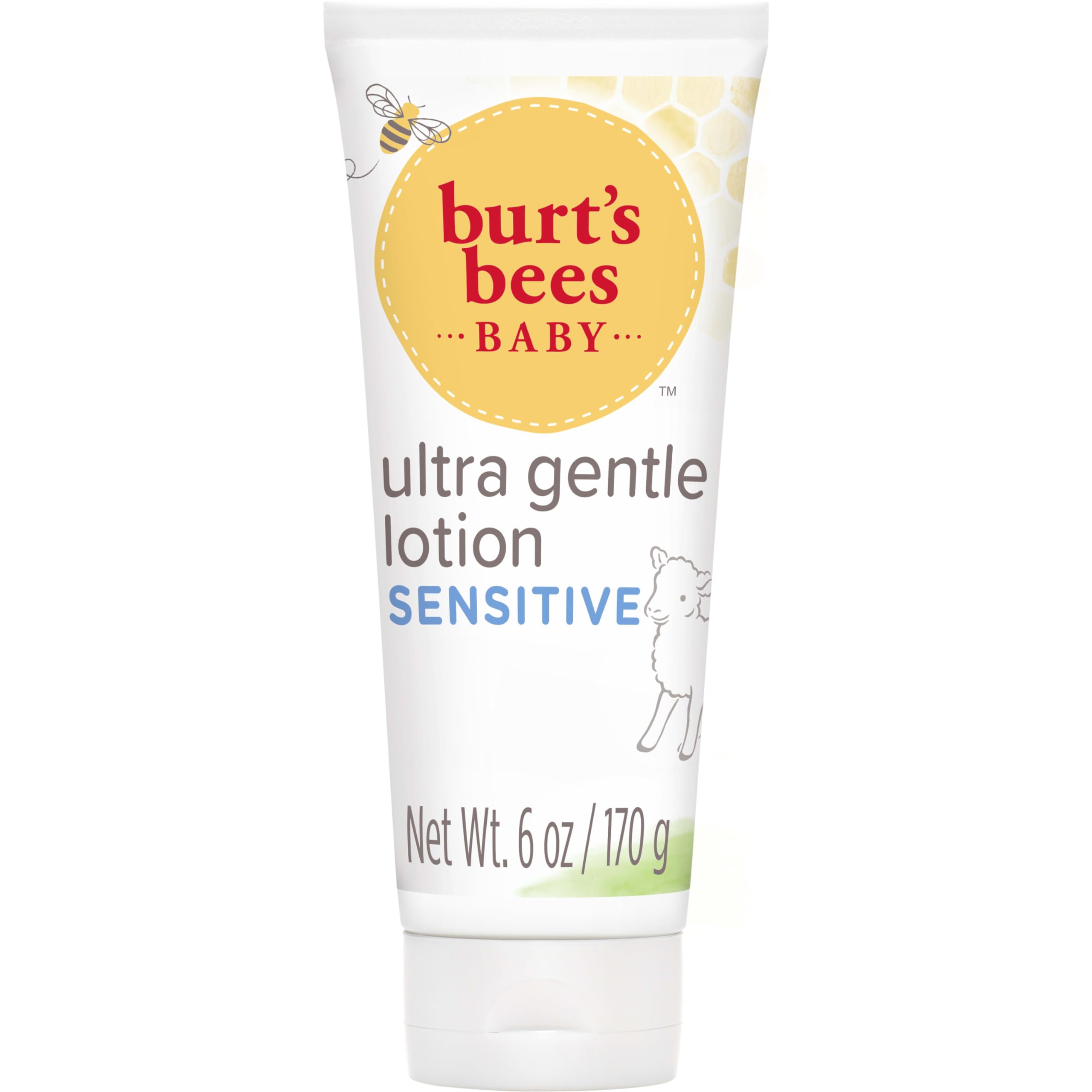 Burt's Bees Baby Ultra Gentle Lotion pump bottle delivering gentle moisture to sensitive skin.