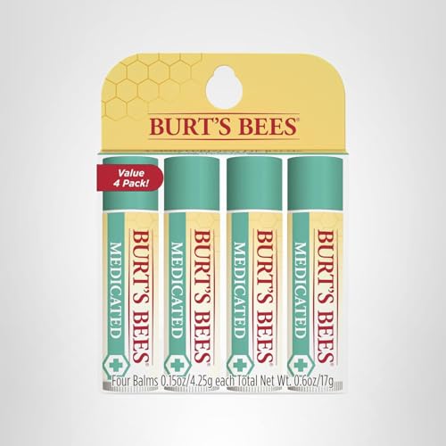 Cuatro tubos Burt's Bees en formato de viaje para cuidado continuo.