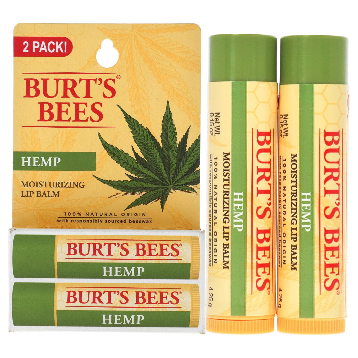 Burt's Bees balsamo labial canamo 2oz - aplicacion suave para hidratacion duradera