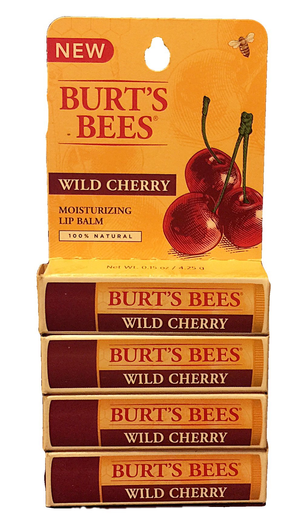 Burt's Bees bálsamo labial de cereza, hidratación suave para labios.
