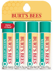 Burt's Bees Medicated Lip Balm: cuatro tubitos para llevar e hidratar labios.