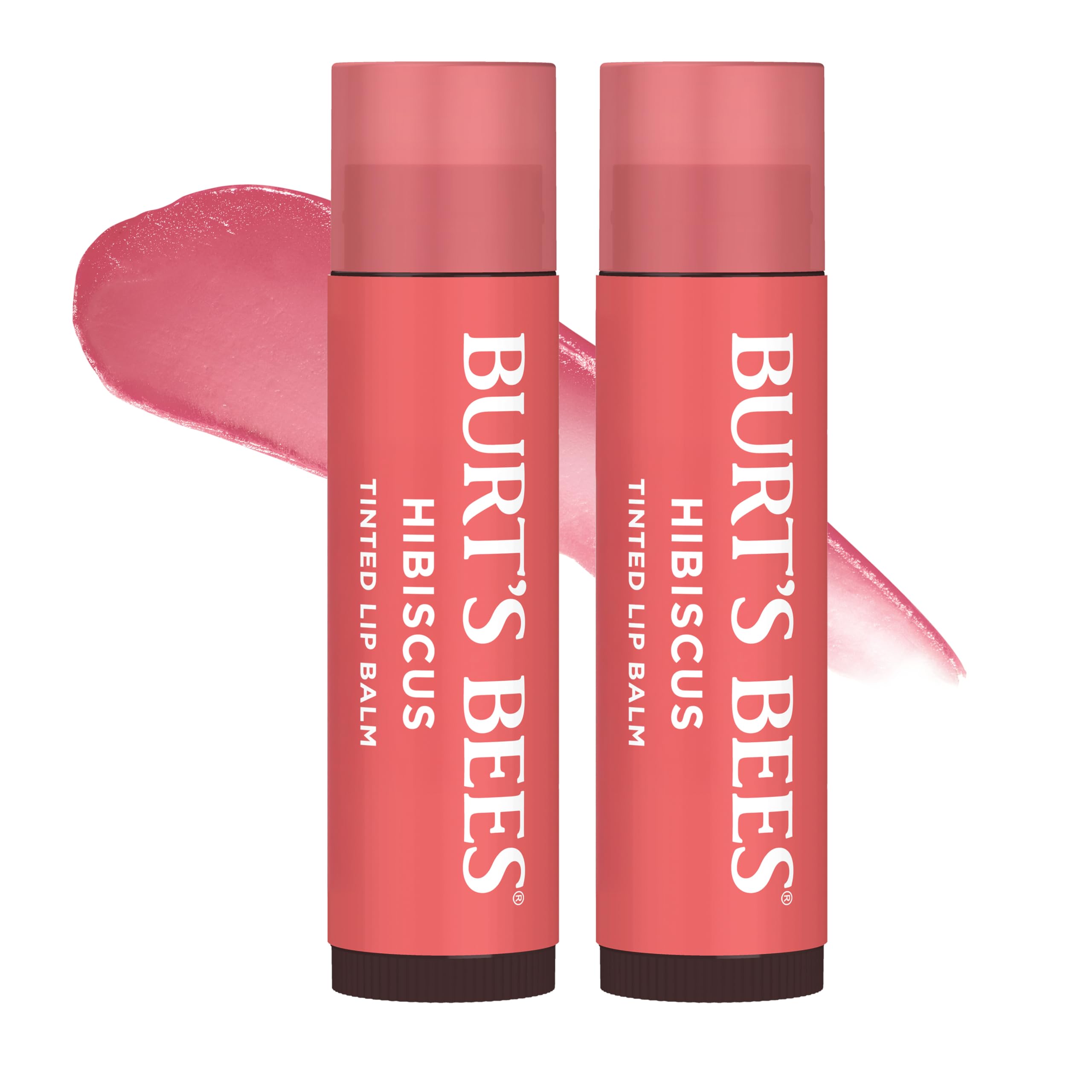 Burt's Bees bálsamo labial Hibiscus, empaque reciclable y color suave.