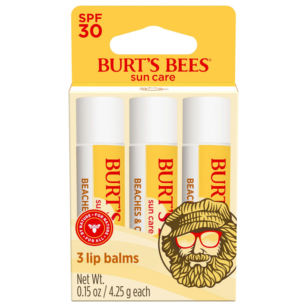 Burt’s Bees Beaches and Cream; aplicación suave de bálsamo labial SPF30 para exterior.