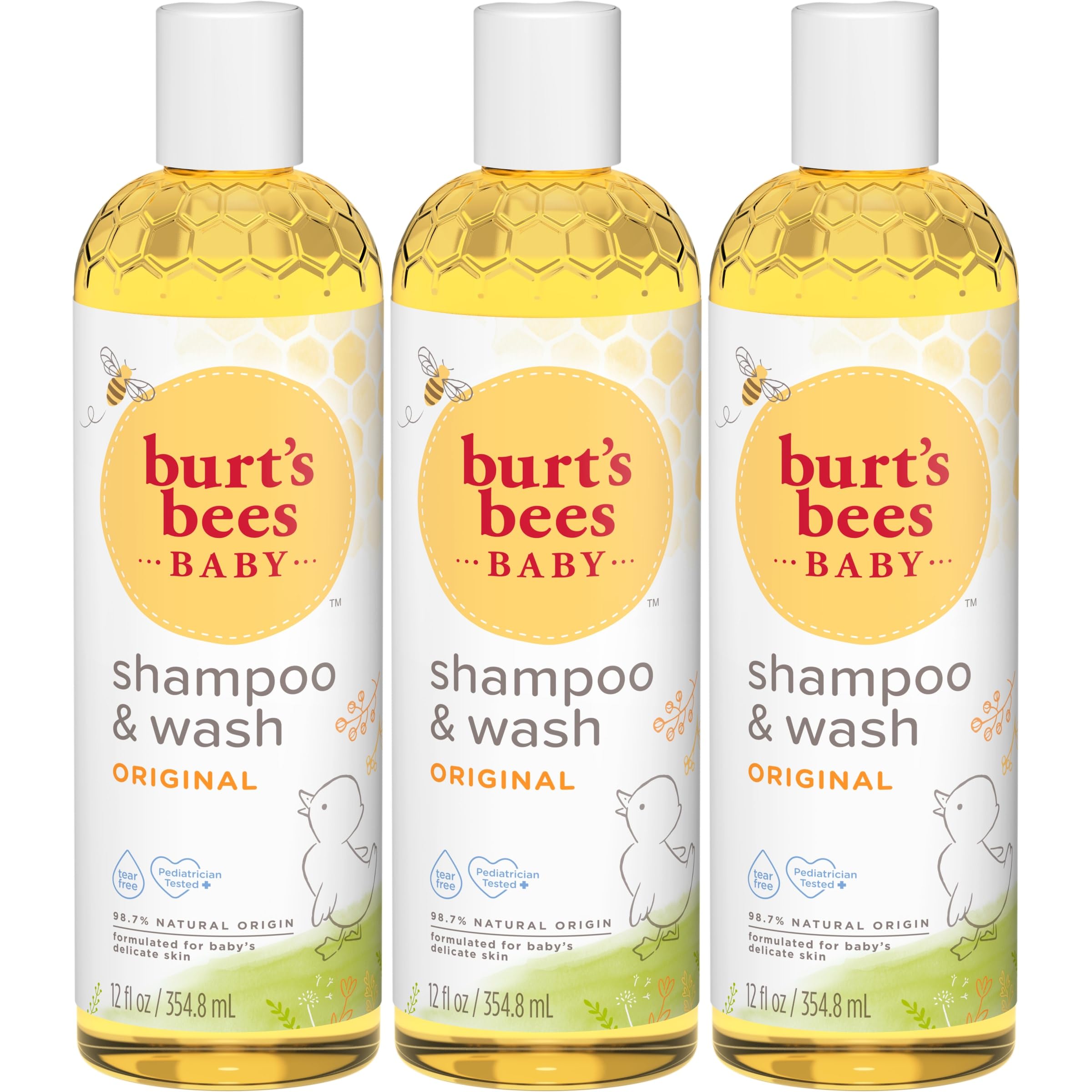Burt's Bees Baby champú y lavado original, pack 3, cuidado suave