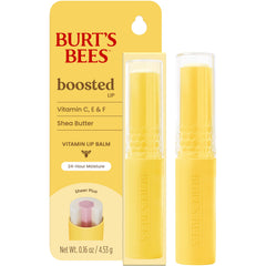 Burt's Bees Boosted Lip Balm Sheer Plus aplicado; uso cómodo sin espejo.