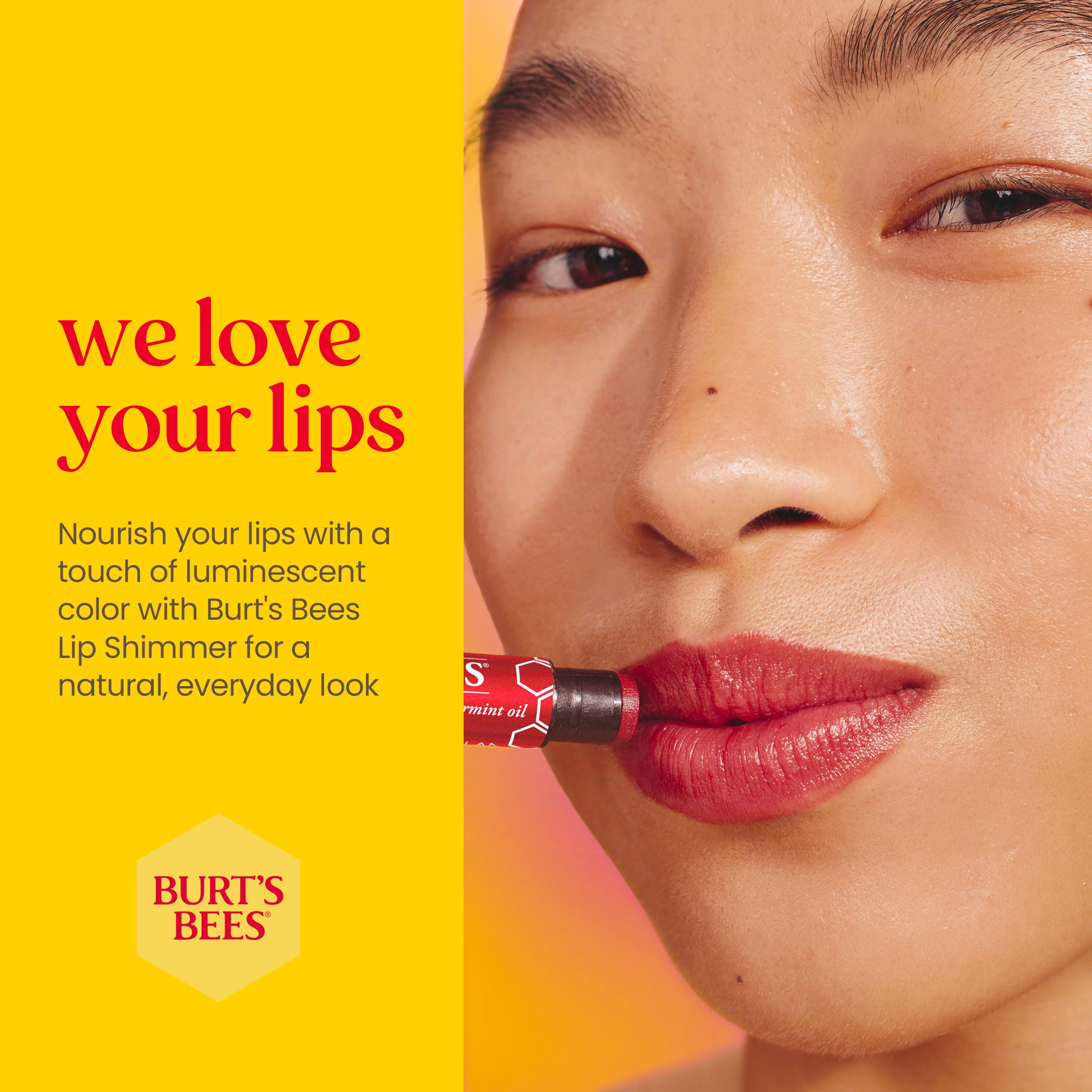 Burt's Bees Lip Shimmer on-lip shot demonstrates smooth glide and moisture.