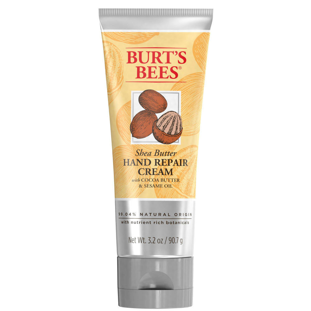 Burt's Bees crema de manos con vitamina E y extractos botánicos para nutrición suave.